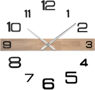 Obrázok produktu pre Drevené nástenné hodiny v minimalistickom dizajne z dubového dreva HOQIOKLES 80 cm - strieborné ručičky