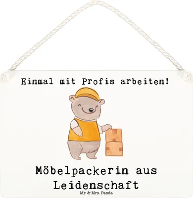 Produktbild von Mr. & Mrs. Panda Schild Möbelpackerin Leidenschaft DIN A6 - Weiß - Geschenk, Umzugsfirma, Lustig, Umzugsservice, Türschild, Spruch, kleine aufmerksamkeit, wandtafel