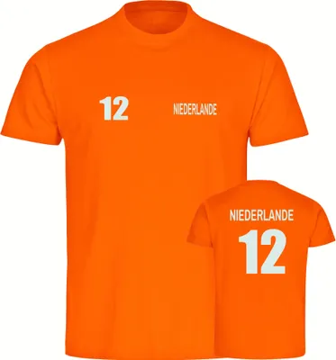 Produktbild von multifanshop Herren T-Shirt - Niederlande - Trikot Nummer 12, orange-2, Größe XL