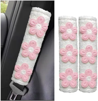 Productafbeelding van Autoveiligheidsgordel 2 Stuks - Schouderkussen/Schouderbeschermers - Zacht/Pluche - Antiwurging - Polyester - 6 x 24 cm - Gordelkussen