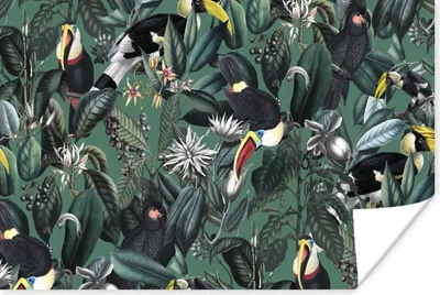 Produktbild von MuchoWow® Poster Blumen - Vogel - Collage 180x120 cm - Fotoplakat