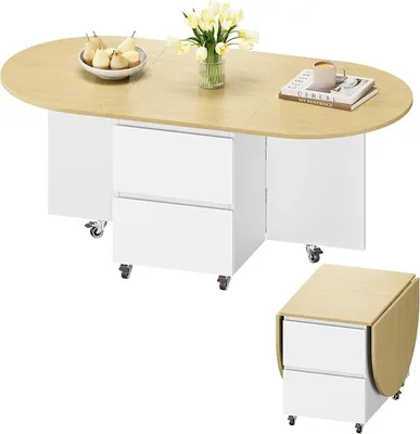 Imagen del producto de Mesa de centro extensible con ruedas, cajones y espacio de almacenamiento