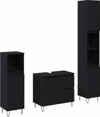 Obrázok produktu pre vidaXL Súprava kúpeľňového nábytku 3 ks čierny dubový vzhľad 30 x 30 x 190 cm