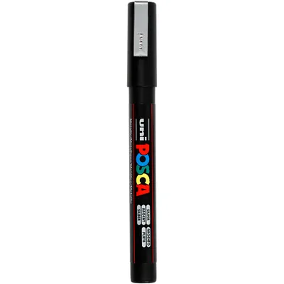 Produktbild von Uni Posca Marker, Strichstärke: 0,9-1,3 mm, PC-3M , Silber, fein, 1Stck