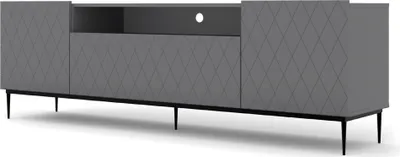 Obrázek produktu pro Televizní skříňka DIUNA 2D1K 193 cm se zdobenou přední dolní deskou, skříňka s rámem, grafit matná