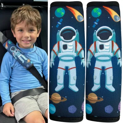 Immagine prodotto di HECKBO® 2x Astronauta Spazio Spazio auto cintura di sicurezza Protezione cintura di sicurezza Spalla Pad Spalla Cuscino sedile auto Bicicletta Bicicletta Cintura di sicurezza Pad per bambini Ragazzi Ragazzi