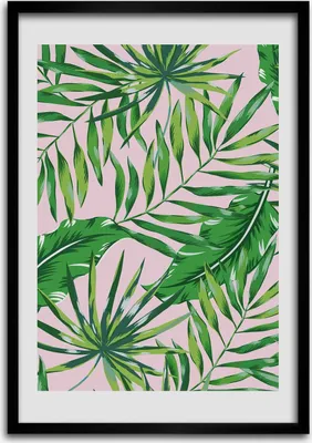 Produktbild von Bild - Bilderrahmen - Foto - 70 cm x 100 cm - MDF - Rahmen - Wandkunst - Tropische Blätter