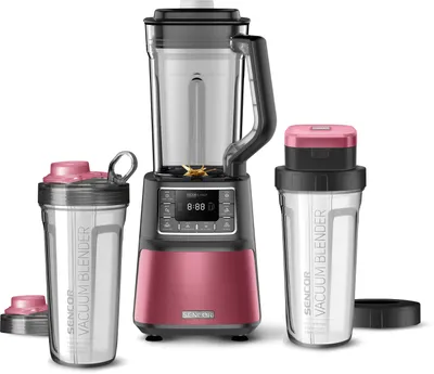 Obrázek produktu pro SENCOR SBU 7874RD Automatický vakuový super mixér, 8 titanových nožů, 7 programů, 1,5 l tritanová (PCTG) mixovací nádoba,2x 0,7 l nádoba, 28 000 ot./min., příkon 1 500 W