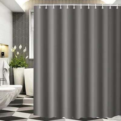 Zdjęcie produktu dla Zasłona prysznicowa 180 x 220 cm, ciemnoszara, nadająca się do prania, poliester
