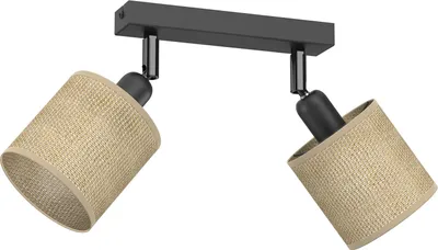 Image de Spot Jute, finition crème et noir mat, 2xE27x15W, tissu, dimensions : 20x25x10 cm, IP20, Luminex