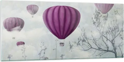 Produktbild von Bilder auf glas - Ballon Baum Flug - 120x50cm - Glasbilder - Wandbilder - Kunstdruck - zum Aufhängen bereit - Wanddekoration aus Glas - Glas Bilder - Wandbild auf Glas - Einteilig - GAB120x50-3581