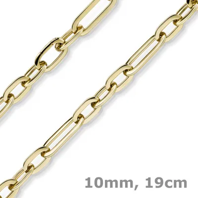 10mm-Paper-Clip-Armband-aus-585-Gelbgold-19cm