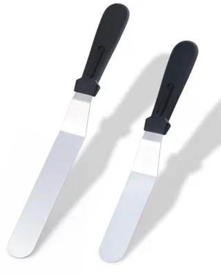 Produktbild von Tortenspatel, Kuchenspatel, Gebäckspatel, 2-teilig, abgewinkeltes Palettenmesser 15 cm & 20 cm, Edelstahl