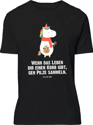 Produktbild von Mr. & Mrs. Panda Größe M T-Shirt Einhorn Pilz - Schwarz - Geschenk, Liebeskummer, Pilze, Tshirt, Herren, Einhörner, mit Spruch, Shirt, Unicorn