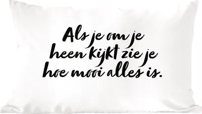 Produktbild von MuchoWow® Zierkissen Sofakissen Wohnzimmer Dekokissen 60x40 cm Zitate - Wenn man sich umschaut, sieht man, wie schön alles ist - Text - Kopfkissen - Polster mit Foto