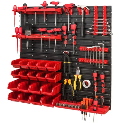 Produktbild von PAFEN Lagersystem Werkzeugwand 772 x 780  Set Werkzeughalter und Stapelboxen - Wandregal Werkstattregal Schüttenregal