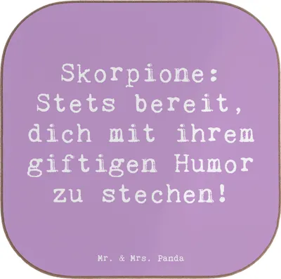 Produktbild von Mr. & Mrs. Panda Tassenuntersetzer Spruch Skorpion Humor - Lavendeltraum - Geschenk, Horoskop, gläseruntersetzer, Geschenke Astrologie, Persönlichkeit, Tierkreiszeichen
