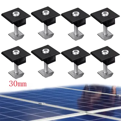 Produktbild von 8 Stück Solarmodul Halterung Mittelklemmen 30mm Schwarz - Solarpanel Halterung, T-förmige Mittelklemme PV Photovoltaik für 30 mm dicke Solarmodule