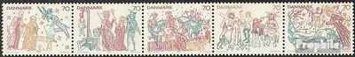 Produktbild von Briefmarken Dänemark 1973 Mi 550-554 Fünferstreifen (kompl.Ausg.) postfrisch Kalkmalereien