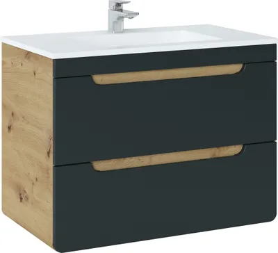 Produktbild von Badmöbel Set ARUBA COSMOS – EICHE-S 80 mit Waschbecken Matt Soft-Close  Waschbecken Waschbeckenunterschrank