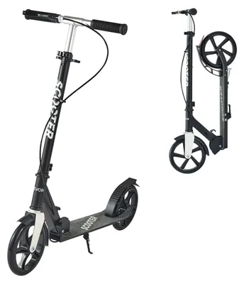 Immagine prodotto di Monopattino VEVOR (2 ruote) per bambini dagli 8 anni in su, monopattino da città per bambini con manubrio regolabile in altezza e pedana antiscivolo, monopattino pieghevole fino a 100 kg, nero + bianco