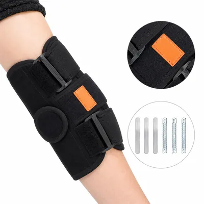 Produktbild von Ellenbogenorthese mit 6 Stützschienen, Ellenbogenschiene für Tennisarm, Golfarm & Kubitaltunnelsyndrom, verstellbare Nachtorthese, Einheitsgröße