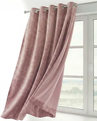 Produktbild von Samt Vorhang Ösen Gardine Velvet blickdicht abdunkelnd, Größe und Farbe wählbar,140x245cm,Rosa