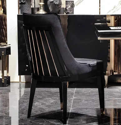 Produktbild von Schwarzer Polsterstuhl Designer Samtstühle Wohnzimmer Sitzstühle