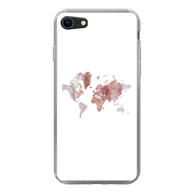Produktbild von MuchoWow® Handyhülle Schutzhülle Hülle für iPhone 7 Weltkarte - Rosa - Farbe Silikon Softcase Handy Hülle - Kartenhalter