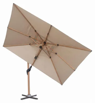 Produktbild von osoltus Ampelschirm KOS Wood Alu-Vario Max 360 x 250 cm axial schwenkbar Beige