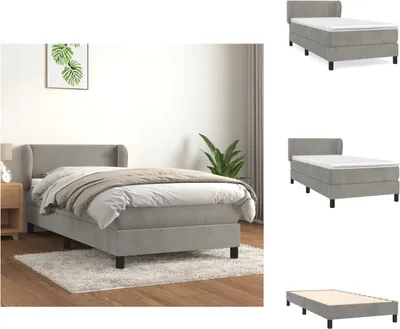 Produktbild von vidaXL Boxspringbett mit Matratze Hellgrau 90x190 cm Samt -  Betten & Bettgestelle