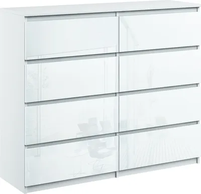 Produktbild von Kommode mit 8 Schubladen breite 120cm Sideboard moderne weiss hochglanz
