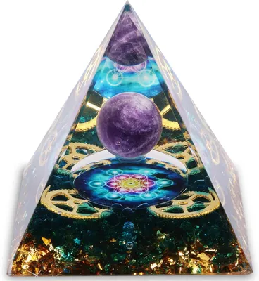 Productafbeelding van Orgoniet Piramide - Energie Kristal - Meditatie en Balans - Handgemaakt Uniek - 6 x 6 cm - Obsidiaan