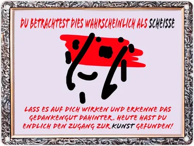 Produktbild von Metallschild in 15x20 cm mit frechem Spruch und Kunst-Motiv