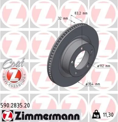 Produktbild von 2x ZIMMERMANN Bremsscheibe 590.2835.20 für TOYOTA LAND CRUISER (VDJ20_ UZJ20_)