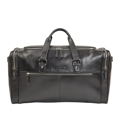 Produktbild von Negotia Marent Leder Reisetasche 35L Schwarz – Weekender Damen Herren, Duffel Bag, Echtleder Weekendtasche