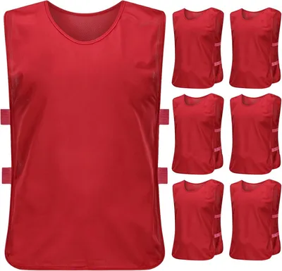 Productafbeelding van Voetbaltrainingsvesten, set van 6 stuks, rood, 115-145 cm