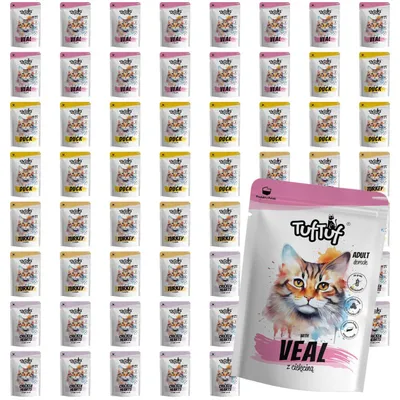 Produktbild von Tuftuf | Feuchtigkeitsspendendes Futter für Katzen - Mix Ausgeschmäckern - 60x100g - Nassfutter für Katzen - 600g
