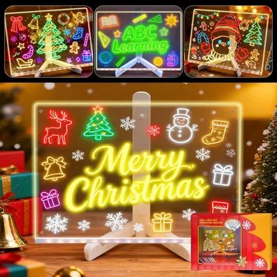 Produktbild von Led Zeichenbrett mit St?nder, Led Zeichenbrett Kinder mit 7 Farben Stift, Acryl Schreibtisch-Wand Leuchttafel, Abwischbar, fš¹