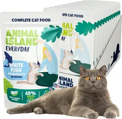 Immagine prodotto di Animal Island - Sacchetto per gatti - Pesce bianco - 12x 85g