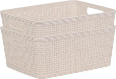 Produktbild von Excellent Houseware | Ordnungs­korb - Aufbewahrungskorb - 24 x 19 x 10 cm - 2er Set - Korb - Beige