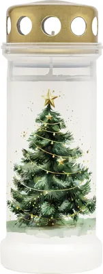 Produktbild von Bolsius Grablicht - Weiß mit Motiv - 12 Stück - Christmas - Länge Brenndauer 70