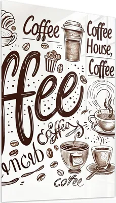 Produktbild von Glasbild 40x60cm in XXL für Wohnzimmer, Schlafzimmer Motiv Kaffee Illustration