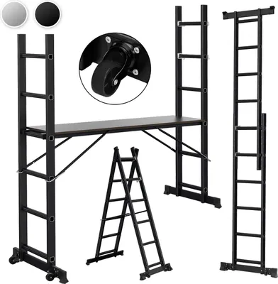 Immagine prodotto di Bettizia impalcatura da lavoro impalcatura impalcatura piattaforma di lavoro scala impalcatura scaletta multi-scaffolding, nero
