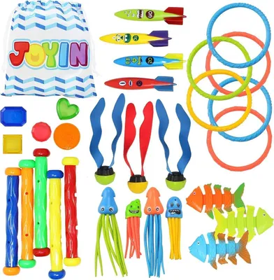 Produktbild von JOYIN 30 Stück Tauchen Spielzeug Set für Kinder, Unterwasser Tauchspielzeug mit Tauchstäben, Tauchringen und Piratenschätzen