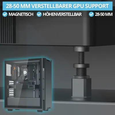 Zdjęcie produktu dla BRAINZAP Uchwyt GPU 28-50 mm Aluminiowy uchwyt karty graficznej Wspornik pionowy Magnetyczny