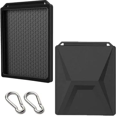 Immagine prodotto di Custodia in silicone nera con 2 moschettoni, resistente agli urti e impermeabile, ideale per i viaggi e il campeggio