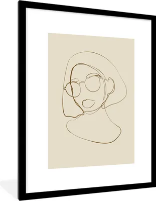 Produktbild von MuchoWow® Gerahmtes Poster Frau - Linienkunst - Minimalismus 60x80 cm - Poster mit Schwarzem Bilderrahmen Wandposter Rahmen Foto Bilder - Wohnzimmer - Dekorationen - Prämie