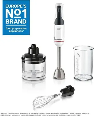 Image de Mixeur Plongeant BOSCH MSM4W221, 600 W, 4 Lames QuattroBlade, Bol Mélangeur, Mini Hachoir, Fouet