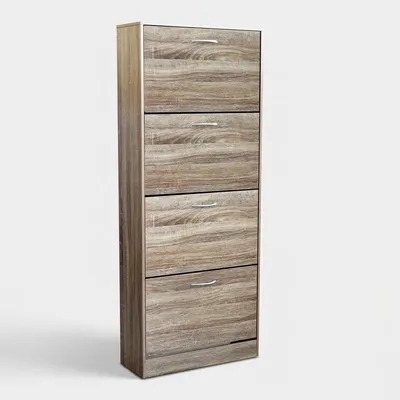 Produktbild von Platzsparender Schuhschrank aus Holz mit 4 Türen Wendy - Natur